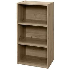 Iris Ohyama, Middelgrote boekenkast met 3 niveaus/houten boekenkast/kubusboekenkast/boekenkast/kast met planken, Modulair, Kantoor, Woonkamer, Entree - Module Shelf - MDB-3 - AsBruin