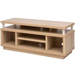 Iris Ohyama, TV-meubel / TV-meubel met 5 open planken / TV tot 43, Massief hout, Kabelgaten, Kantoor, Woonkamer - TV Cabinet Middle - OTS-100M - LichtBruin
