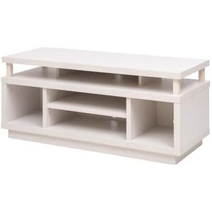 Iris Ohyama, TV-meubel / TV-meubel met 5 open planken / TV tot 43, Massief hout, Kabelgaten, Kantoor, Woonkamer - TV Cabinet Middle - OTS-100M - Witte eik