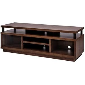 Iris Ohyama, TV-meubel / TV-meubel met 5 open planken / TV tot 55, Massief hout, Kabelgaten, Kantoor, Woonkamer - TV Cabinet Middle - OTS-125M - Bruin