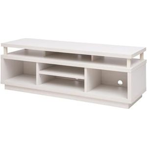 Iris Ohyama, TV-meubel / TV-meubel met 5 open planken / TV tot 55, Massief hout, Kabelgaten, Kantoor, Woonkamer - TV Cabinet Middle - OTS-125M - Witte eik
