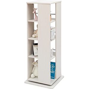 Iris Ohyama, Boekenkast, 360 graden draaibaar, draaibaar, 4 niveaus, ruimtebesparend, multifunctioneel, stabiel, kantoor, slaapkamer, woonkamer – Revolving Book Shelf RBS 4S – eiken wit