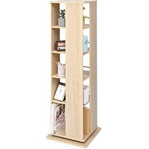 Iris Ohyama, Boekenkast, 360 graden draaibaar, draaibaar, 5 niveaus, ruimtebesparend, multifunctioneel, stabiel, kantoor, slaapkamer, woonkamer - Revolving Book Shelf RBS 5S - lichtbruin