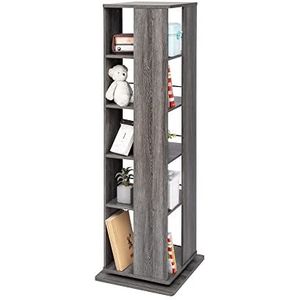 Iris Ohyama, Boekenkast, 360 graden draaibaar, draaibaar, 5 niveaus, ruimtebesparend, multifunctioneel, stabiel, kantoor, slaapkamer, woonkamer - Revolving Book Shelf RBS 5S - eiken grijs