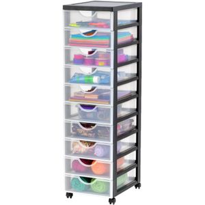 iDesign Make-Up Organizer met 4 lades, smalle ladetoren van kunststof, horizontaal en verticaal