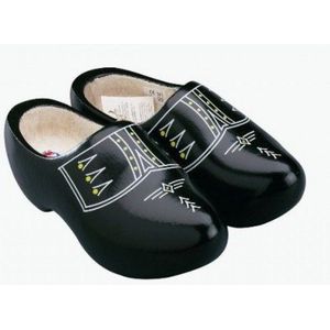 Nijhuis Klomp Populier Rond Traditioneel - Zwart Bies - Houten Klomp