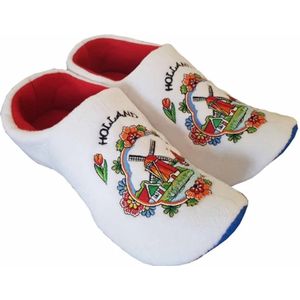 Witte Klompsloffen Holland Rode Tulp - Maat 45-47