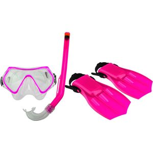 Waimea Duikset met bril / snorkel / flipper junior 34-38 roze / zwart