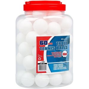 Get & Go Tafeltennisballen PP in Pot - 60 Stuks - Wit