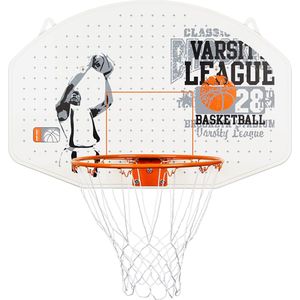 New Port Basketbalbord + ring + net - Junior - Wit/Grijs/Oranje