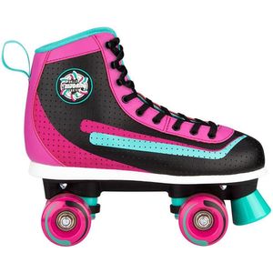 Nijdam Rolschaatsen - Retro Smash - Zwart/Smaragd/Magenta - 38