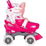 Nijdam Rolschaatsen Verstelbaar - Feather Drops - Fuchsia/Roze/Wit/Zilvergrijs - 33-36