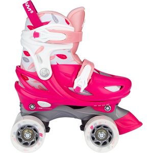 Nijdam Rolschaatsen Verstelbaar - Feather Drops - Fuchsia/Roze/Wit/Zilvergrijs - 25-28