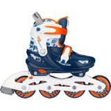 Nijdam Inline Skates Verstelbaar - Traffic Racer - Marine/Oranje/Wit/Zilvergrijs - 29-32