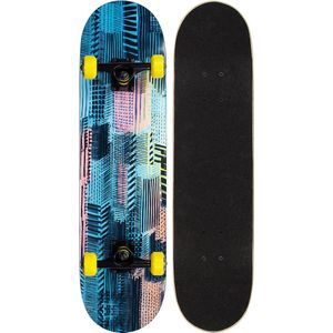 Nijdam Mid-level Skateboard - Neon Chevron - Blauw/Zwart