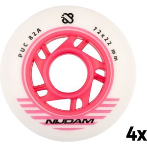Nijdam Inline Skate Wielen Set - 72x24 mm - 4st - Wit/Roze