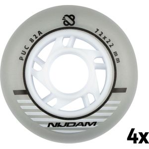 Nijdam Inline Skate Wielen - 72x24 mm - 4st - Zilver/Wit
