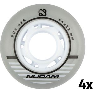 Nijdam Inline Skate Wielen Set - 64x24 mm - 4st - Zilver/Wit