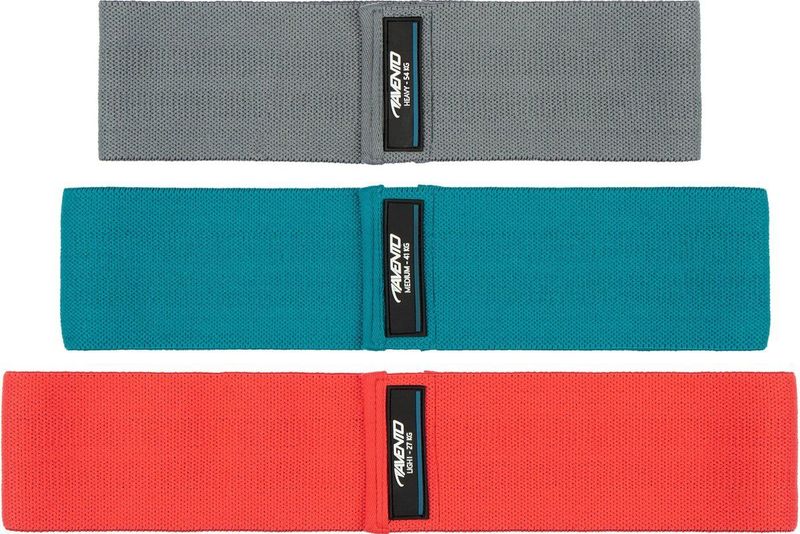 Avento Weerstandsbanden - Booty Trainer - set van 3 - Roze/Blauw/Grijs - Zacht Katoen