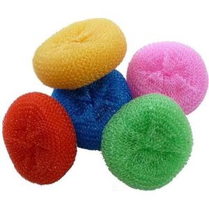 Pannenspons nylon 8x3cm pak a 5st. diverse kleuren.