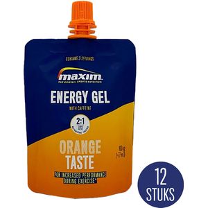 Maxim Energy Gel Orange Caffeine - 12 x 100g - Isotone - Sportgel met frisse sinaasappelsmaak - Sportvoeding