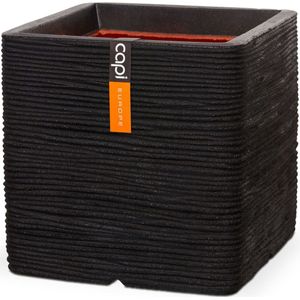 Capi Plantenbak Nature Rib Vierkant 30x30 cm Zwart