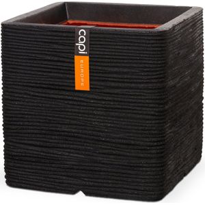 Capi Plantenbak Nature Rib Vierkant 50x50 cm Zwart