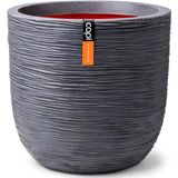 Capi Europe - Bloempot bol Rib NL - 43x41 - Donkergrijs - Opening Ø35 - Bloempot voor binnen en buiten - Levenslang garantie - Breukbestendig - 100% Recyclebaar - CO2 Neutraal geproduceerd - KDGR933