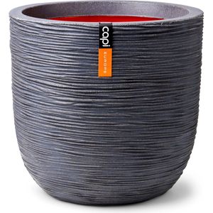Capi Europe - Bloempot bol Rib NL - 55x53 - Donkergrijs - Opening Ø46 - Bloempot voor binnen en buiten - Levenslang garantie - Breukbestendig - 100% Recyclebaar - CO2 Neutraal geproduceerd - KDGR935