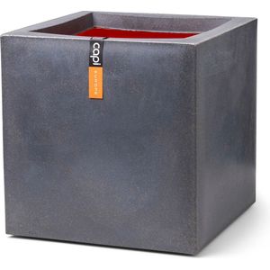 Capi Europe - Bloempot vierkant Smooth NL - 40x40 - Donkergrijs - Opening Ø32 - Bloempot voor binnen en buiten - Levenslang garantie - Breukbestendig - 100% Recyclebaar - CO2 Neutraal geproduceerd - KDG903