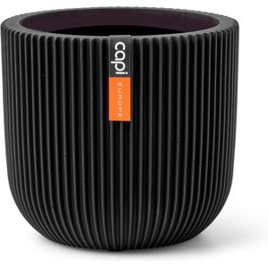 Pot Bol Groove - Zwart - Kunststof - Voor Binnen en Buiten Gebruik