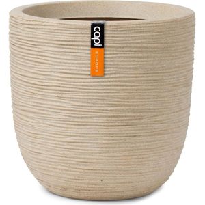 Capi Europe - Bloempot bol Waste Rib NL - 43x41 - Terrazzo beige - Opening Ø35 - Bloempot voor binnen en buiten - Levenslang garantie - Breukbestendig - 100% Recyclebaar - CO2 Neutraal geproduceerd - KTBR933