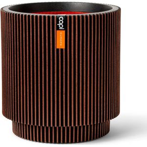 Capi Europe - Vaas cilinder Groove NL - 35x38 - Koper - Opening Ø29 - Bloempot voor binnen en buiten - Levenslang garantie - Breukbestendig - 100% Recyclebaar - CO2 Neutraal geproduceerd - KGVCO882