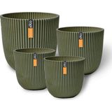 Capi Europe - Pot bol Groove 'made with' kunstgras - Set van 4 - Groen - Bloempotten voor binnen en buiten - Capi ‘Made with’ - Gemaakt van gerecycled materiaal - Levenslang garantie - Cadeauset