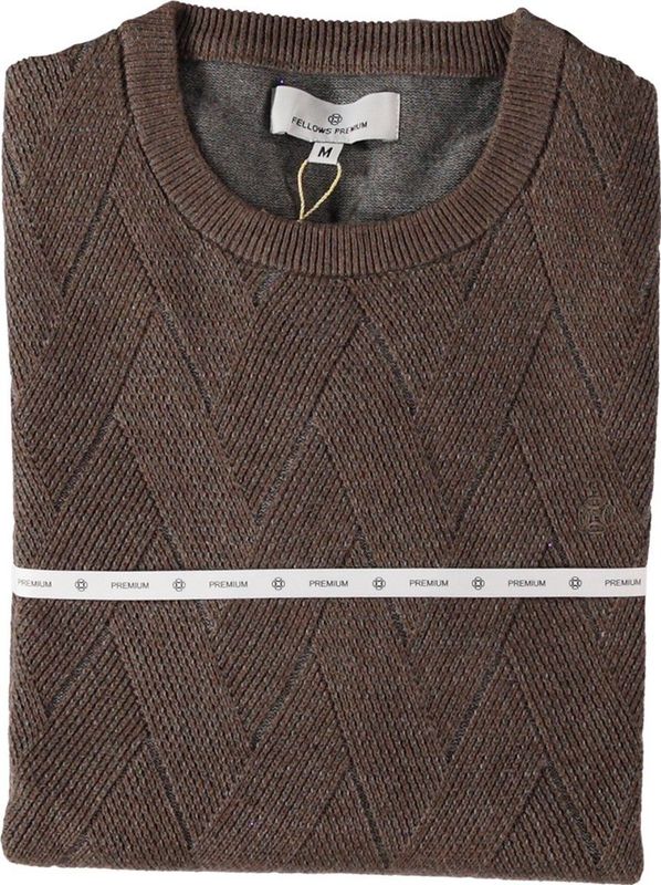 Fellows United - Ronde hals Trui - Heren - Bruin - Katoen.1153