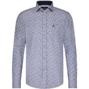 Fellows - United - Heren Overhemd - 100% Katoen - Modern Fit - Allover Dessin Vissen