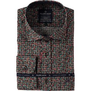 Fellows - Casual Heren Shirt - Kleurvol Allover Dessin - 100% Katoen
