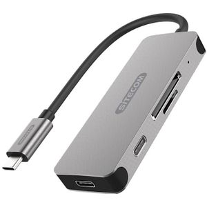 Sitecom CN-406 USB-C hub & kaartlezer | USB-C naar 2X USB-C + Micro-SD + SD/MMC/SDHC/SDXC/USH-I tot 2 TB kaartlezer hub - voor MacBook Pro/Air, Chromebook en andere USB type C-apparaten