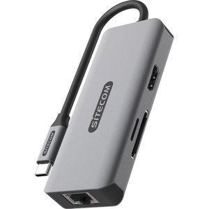 Sitecom - 6-in-1 USB-C LAN Multiport Dockingstation - Zwart - USB-C