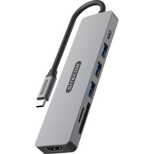 Sitecom Multiport Adapter 7-in-1 Usb-c Pd Zilver / Zwart (cn-5505)