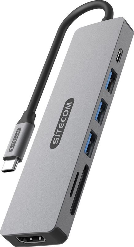 Sitecom - 7-in-1 USB-C Power Delivery Multiport Adapter - Zwart - USB-C