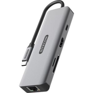 Sitecom - 8 in 1 USB-C PD Multiport Hub - 100 W Power Delivery - SD + MicroSD 25 MB/sec - HDMI