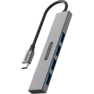 Sitecom - USB-C naar 4x USB-A Tiny Hub - Zwart - USB 3.0 - Draagbaar