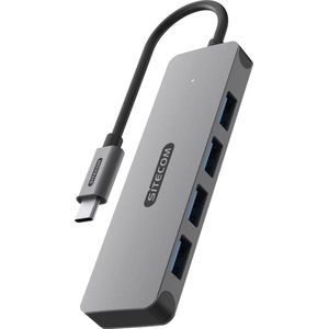 Sitecom Usb-c Hub Naar 4 X Usb-a Zilver / Zwart (cn-5009)