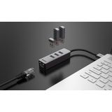 Sitecom - USB-A naar Ethernet + 3x USB Dockingstation - Zwart - USB Hub