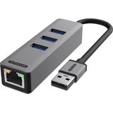 Sitecom - USB-A naar Ethernet + 3x USB Dockingstation - Zwart - USB Hub