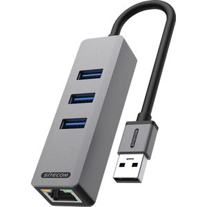 Sitecom - USB-A naar Ethernet + 3x USB Dockingstation - Zwart - USB Hub