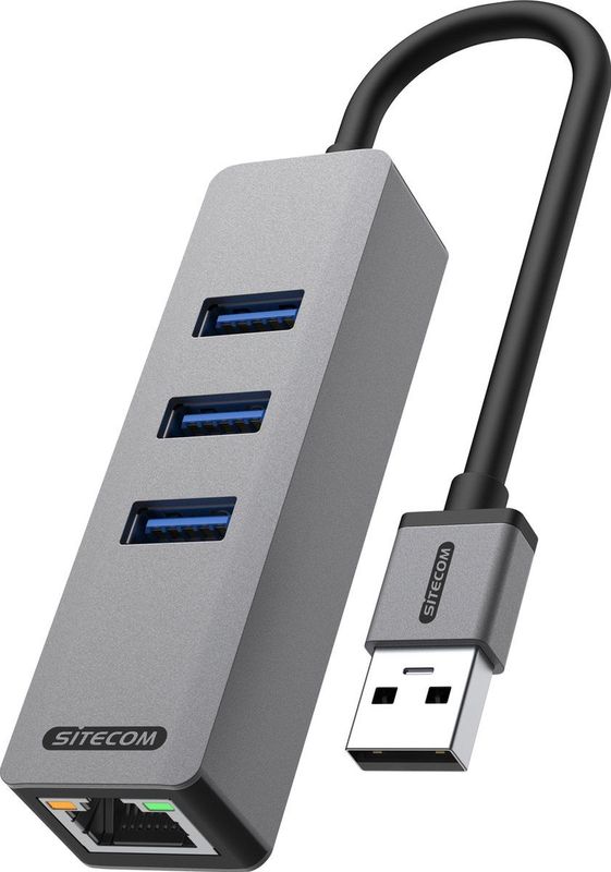 Sitecom - USB-A naar Ethernet + 3x USB Dockingstation - Zwart - USB Hub