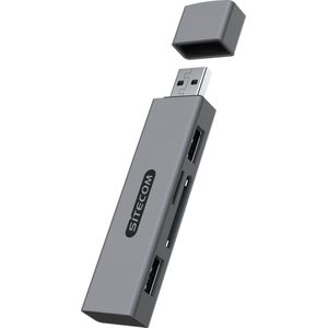 Sitecom Usb Kaartlezer Met 2 Usb-aansluitingen Zilver / Zwart (md-10130)