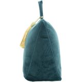 Fluwelen deurstopper 18 cm petrol blauw - Deur vastzetter - Deurstop